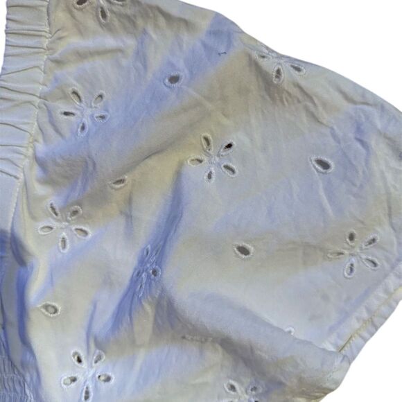 Beach Lunch Lounge Women's White Midi Dress L Short Puff Sleeve Square - Picture 6 of 10